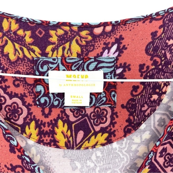 ANTHROPOLOGIE Maeve Purple Boho Mariela Mixed Pattern Flowy Tunic Top - Picture 8 of 9